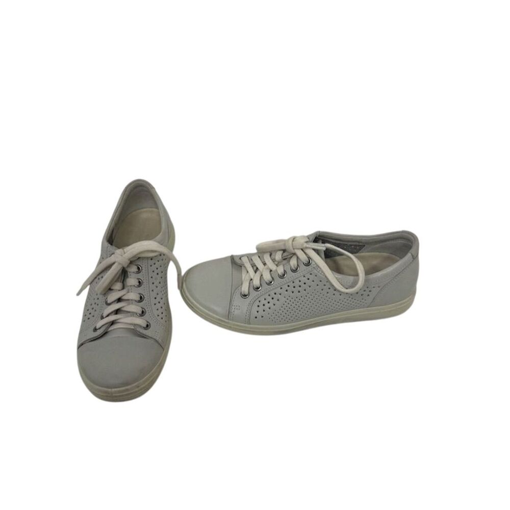 Ecco Women's Soft 7 Trend Tie Gray Leather Sneakers Size 38
